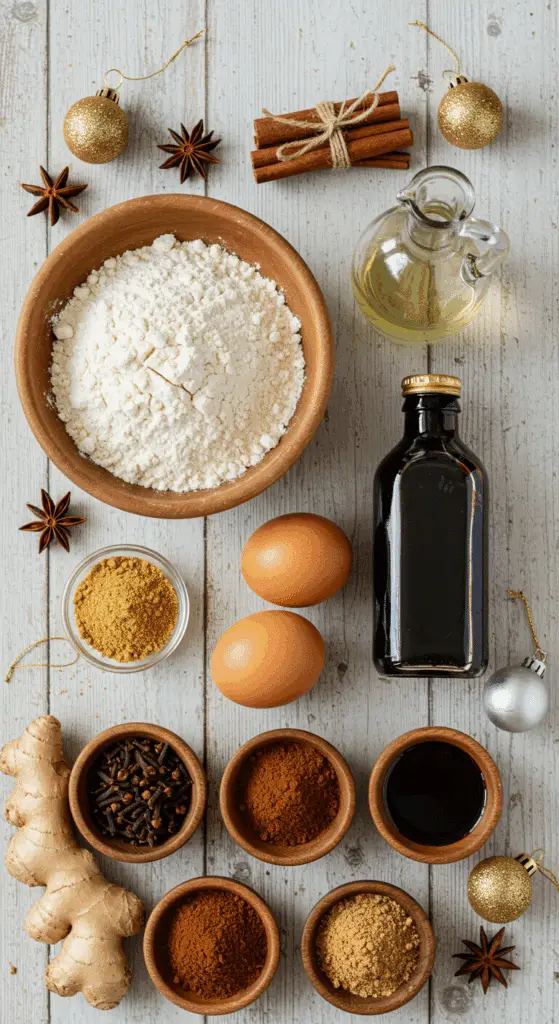 The simple, from-scratch ingredients for the classic and impressive Holiday "Crackle Top" Molasses Cookies.