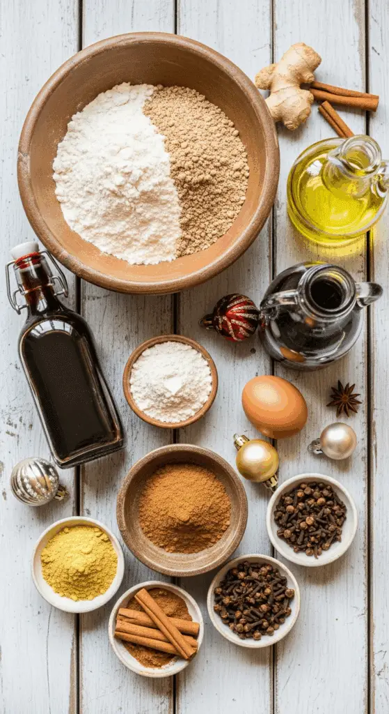 The simple, from-scratch ingredients for the classic and impressive Holiday "Grandma's" Gingerbread Biscotti.