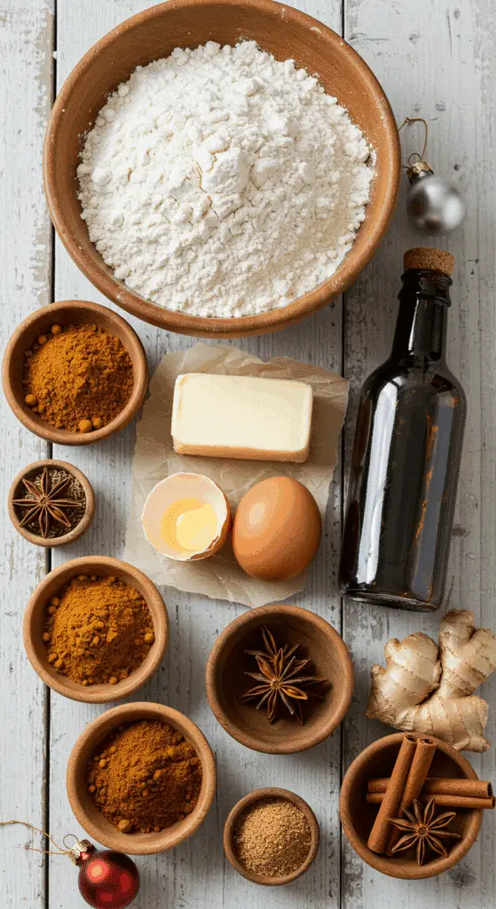 The simple, from-scratch ingredients for the classic and impressive Holiday "Grandma's" Gingersnap Cookies.