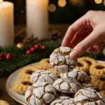 The impressive, homemade platter of beautiful and festive Gingersnap Cookies being served as the centerpiece on a cookie platter at a sophisticated Christmas party.