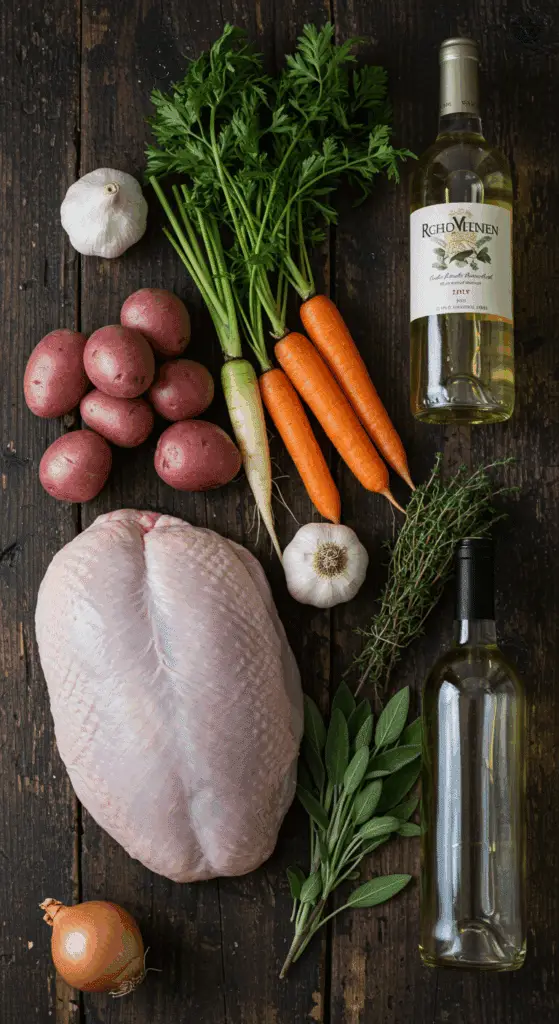 The simple, from-scratch ingredients for the classic and impressive Holiday Dutch Oven Turkey Breast.