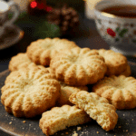 The impressive, homemade platter of beautiful and festive "Grandma's" Old-Fashioned Tea Cakes being served as the centerpiece on a cookie platter at a sophisticated Christmas party.