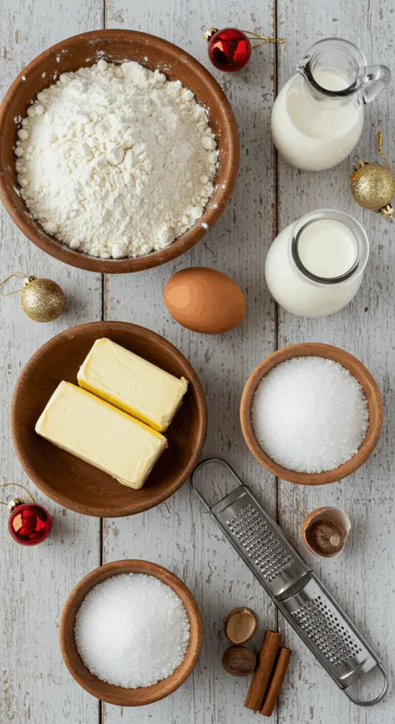 The simple, from-scratch ingredients for the classic and impressive Holiday "Grandma's" Old-Fashioned Tea Cakes.