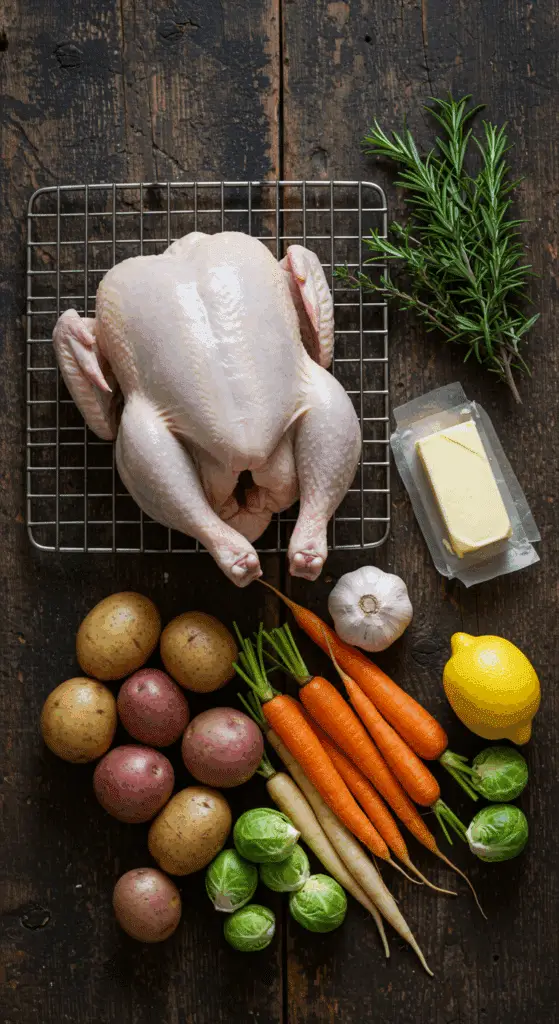 The simple, from-scratch ingredients for the classic and impressive Holiday Roasted Spatchcock Chicken.