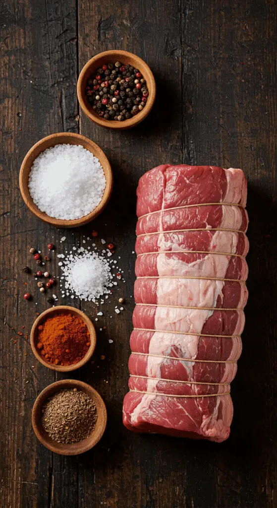 The simple, from-scratch ingredients for the classic and impressive Holiday Spice-Rubbed Beef Tenderloin.
